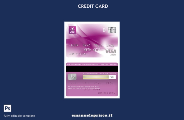 modello di carta classica per visto bancario Irlanda AIB in stile verificato